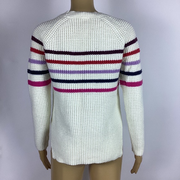 Marine Layer Delaney White Multicolor Striped Raglan Side Slit Sweater S - Picture 4 of 6